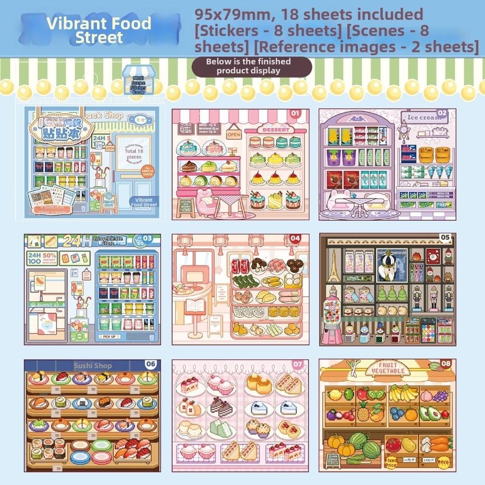 8 Mini Scenes 3D Sticker Book PET Stacking Sticker New Scenery Stickers for Children C