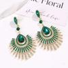 French Rhinestone Water Drop Earrings - Elegant Light Luxury Court Style Studs for Women with Exaggerated Dangles and High-End Quality