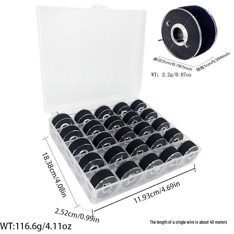 Multi-Specification Household Bobbin Set: Colored Transparent and Metal Bobbins with Thread