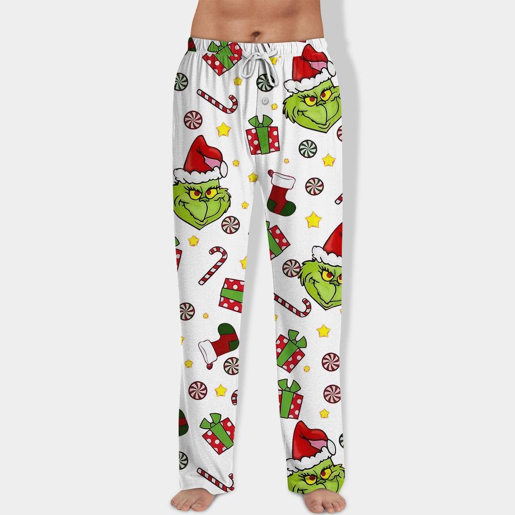 Herren Allover Printed Home Pants Schlafanzughose Lange Hose Pyjamahose Yogahose