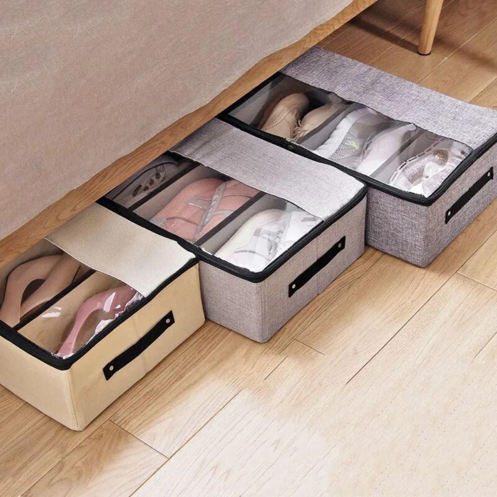 Trennwand Unterbett Aufbewahrungsbox Abnehmbare Schuhaufbewahrungsbox Baumwollleinen Schuhkarton Schrank
