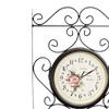 Antique Double Sided Wall Clock Silent Iron Faced Hanging Round Quiet for Hallway