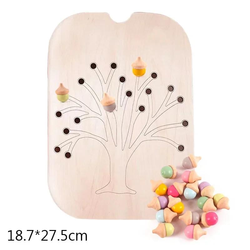 

Дитячий Монтессорі Сенсорний Піднос Настільна Гра Дерев яна Ялинка Жолудь Сортувальник Кольорів Ранній Розвиток Тренування Освітні Іграшки