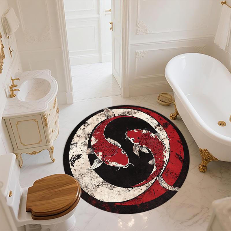 Yin-Yang Fish,Round Area Rug,Carpet Rug for Living Room Bedroom Sofa Playroom Decor,Non-slip Floor Mat