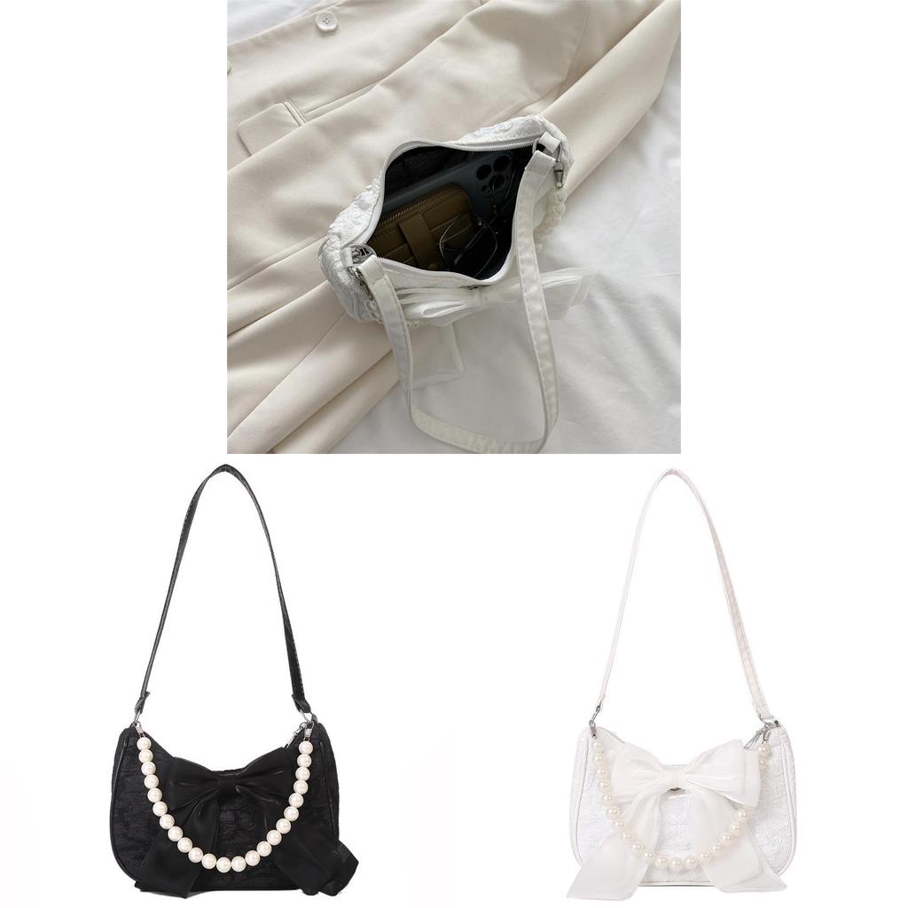 Street Style Ladies Mini Crossbody Bag With Pearl Embellishments And Zipper For Casual Outings