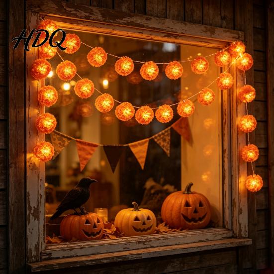 Holiday Party Lighting Marigold Flower String Lights Artificial Cempasuchil Decorative Lamps Halloween Floral Lights Warm LED Decoration for