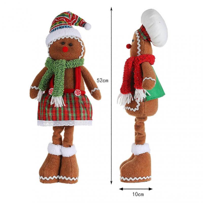  Plush Toy Stuffed Gingerbread Man Christmas Decoration Standing Gingerbread Man Doll with Retractable Legs Gift for Kids