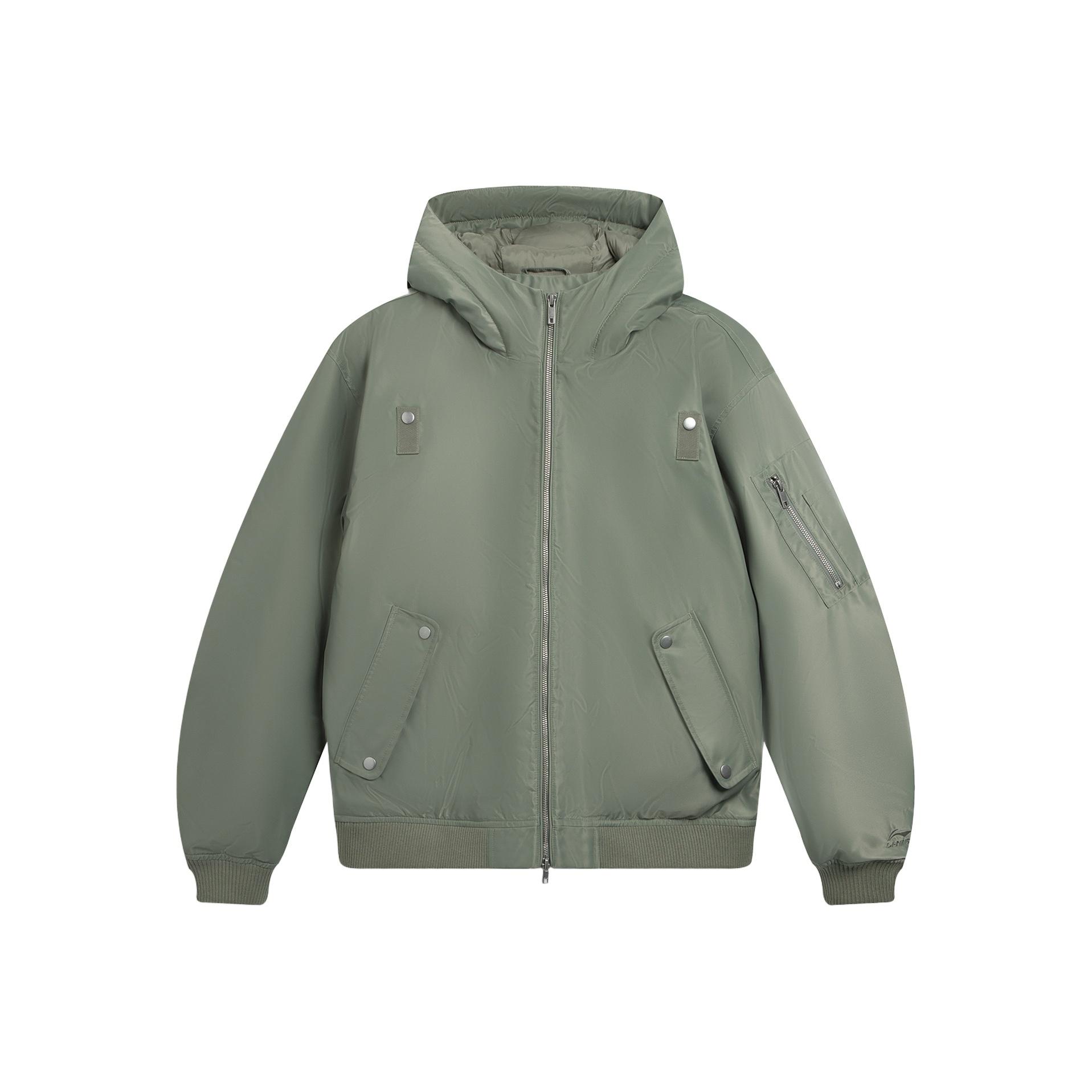Хлопковая куртка с капюшоном и логотипом серии Li Ning Sports Lifestyle, куртка унисекс AJMV397-2 L