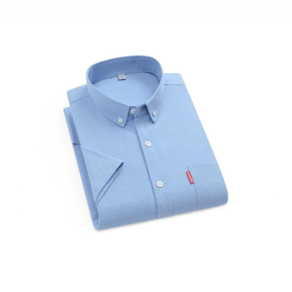 Men's Slim Fit Short Sleeve Oxford Shirt with Pocket