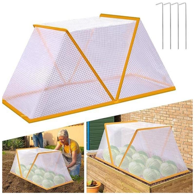 Foldable Plant Protective Covers Tents PVC Mesh Garden Bed Cages Animal Barrier Suitable for Vegetables Fruits Seedlings