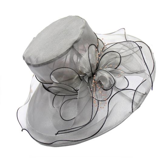 Floral Organza Wide Rim Church Fascinator Lady Tea Party Summer Beach Sun Hat