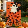 30*45cm Halloween Garden Flag, Double Sided Linen Bow Decor, Digital Printed Yard Banner for Patio Lawn Decoration
