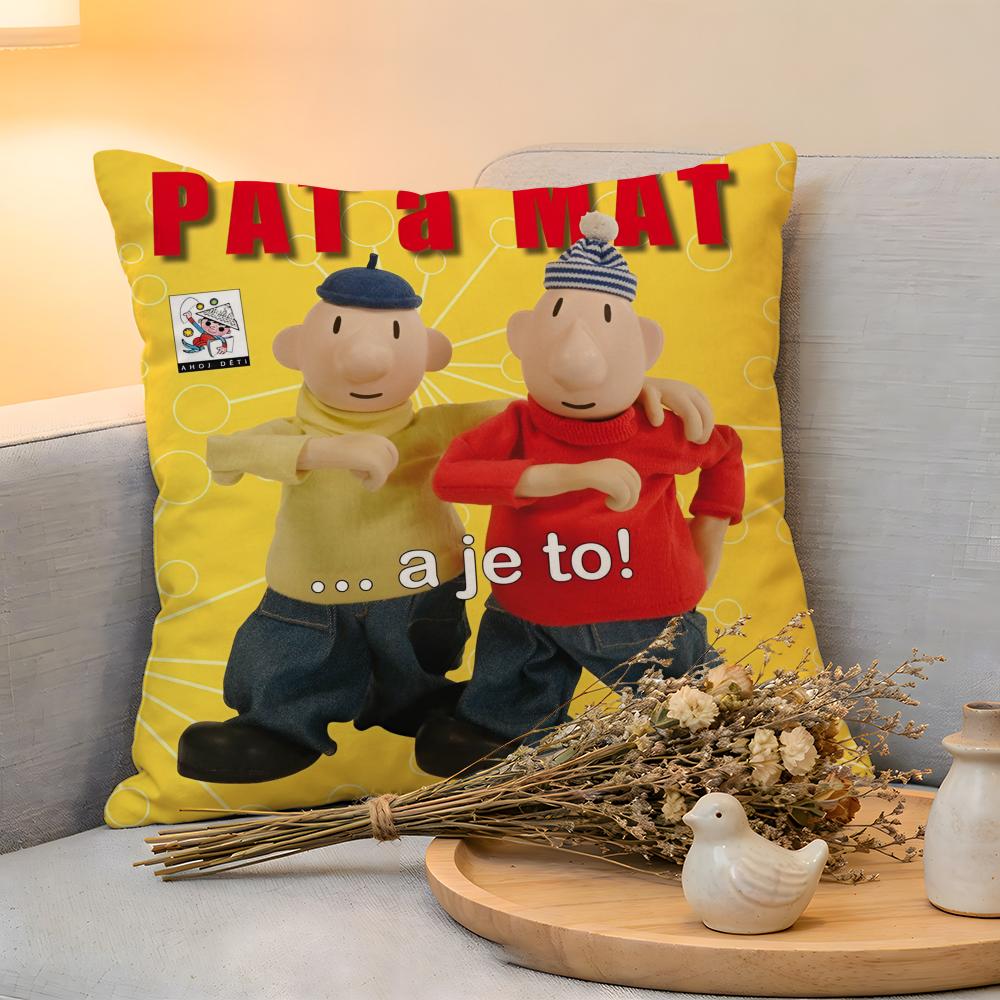 Cushion Cover Linen SkinFriendly Soft Decorative Case For Sofa Home Decor Kwaii Cartoon PPat MMat Anime Pillow Cover