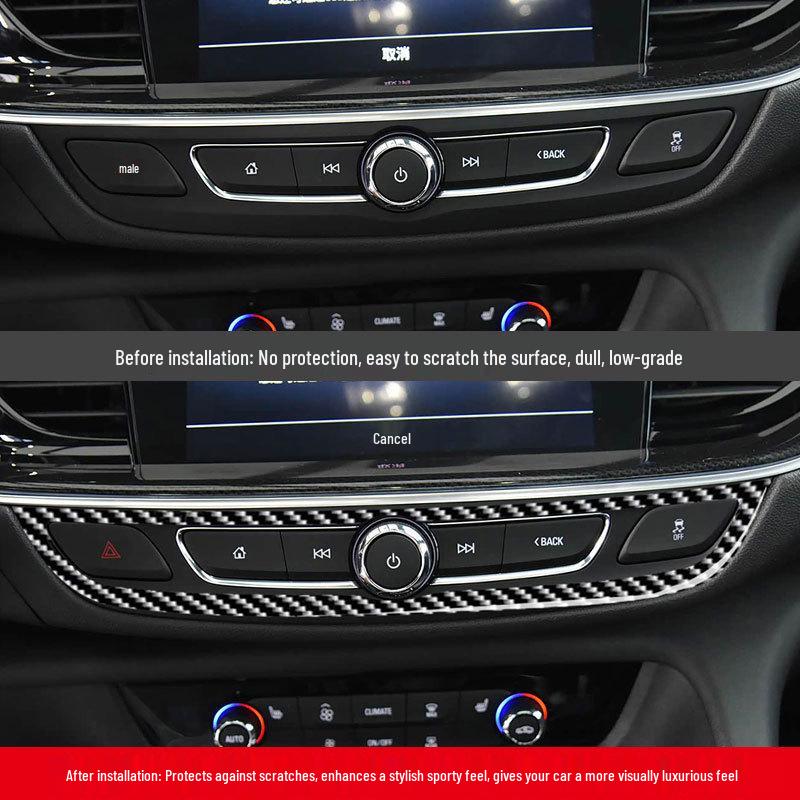 Compatible with Buick Regal 2017-2021: Carbon Fiber Center Console Buttons & Knobs Multimedia Frame Decoration.