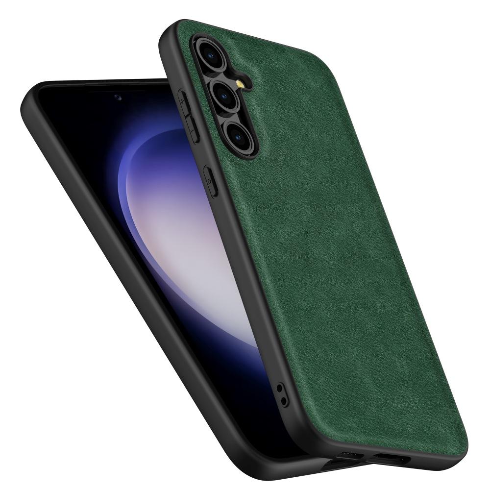 

For Samsung Galaxy A56 5G Case Retro Leather Coated PC+TPU Phone Cover Black