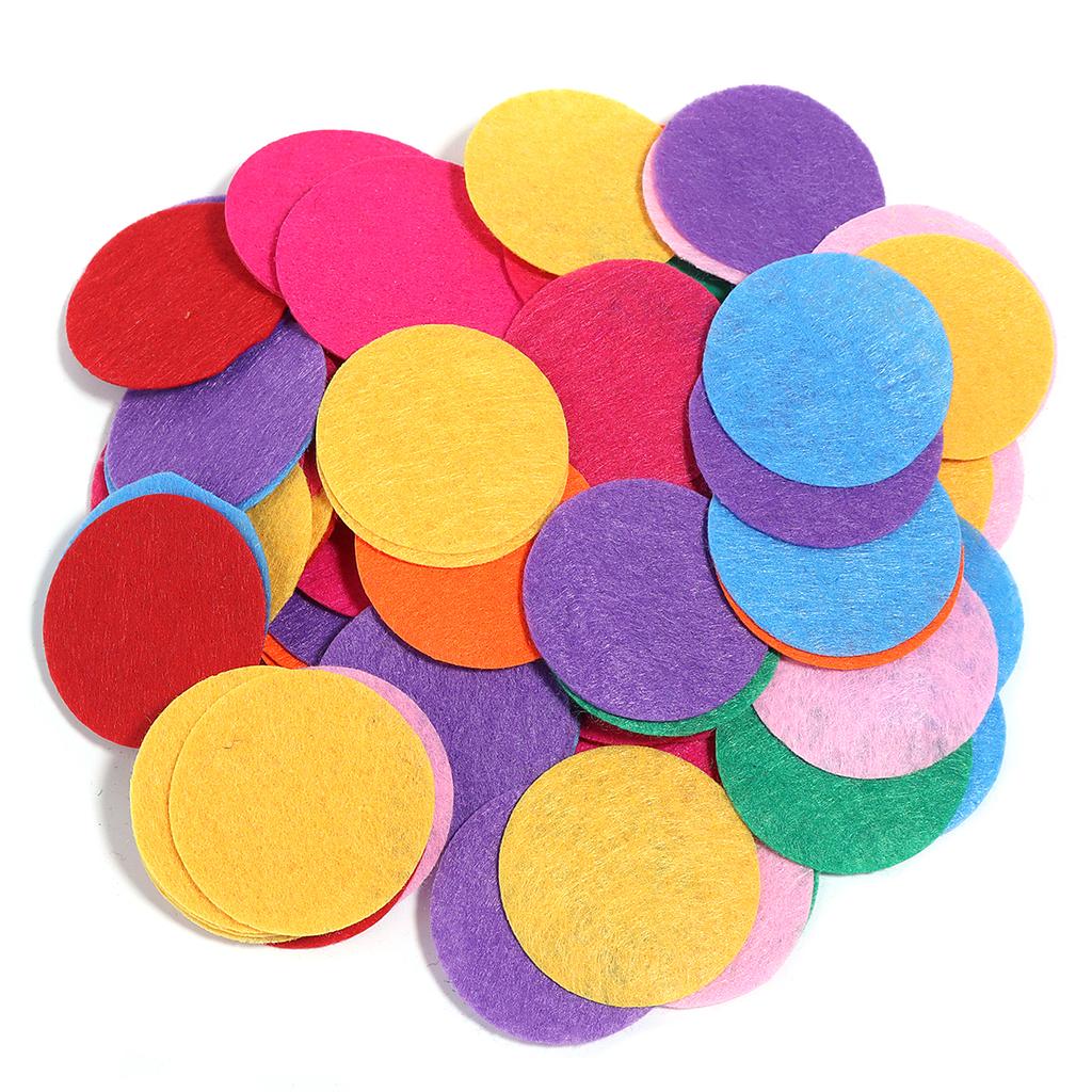100-300pcs Round Non Woven Felt Circle Pads 15-45mm Colorful Fabric Patches Dots Appliques For DIY Scrapbook Handicrafts Decor