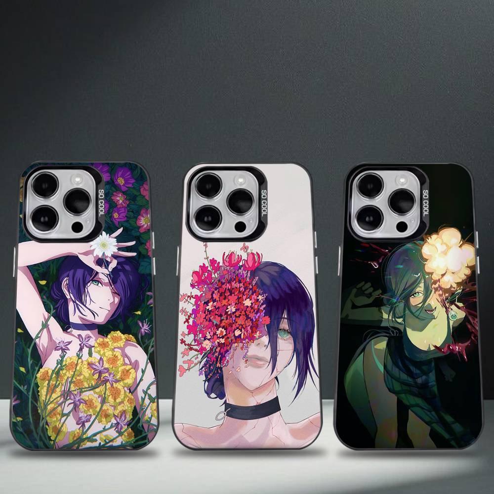 Coque de téléphone C-Chainsaw Man R-Reze Pour iPhone 16,15,14,13,12,11,8,7,Pro,Max,Plus,Mini,XS,SE Anti Chute Noir Mat Rigide