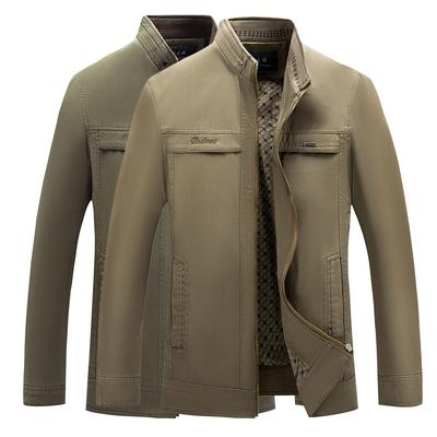 Cotton Jacket Middle-aged and Elderly Pure Cotton Loose Jacket Stand-up Collar Men's Spring and Autumn Coat Middle-aged Dad Clothing Spring and Autumn