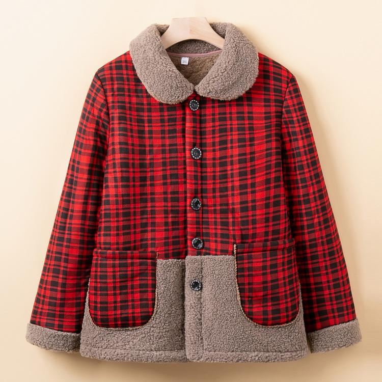 Middle-aged Lady In Winter Plus Velvet Thickened Jacket Mom Winter Clothes Cardigan Old Man Old Lady Clothes Grandma Fashionable