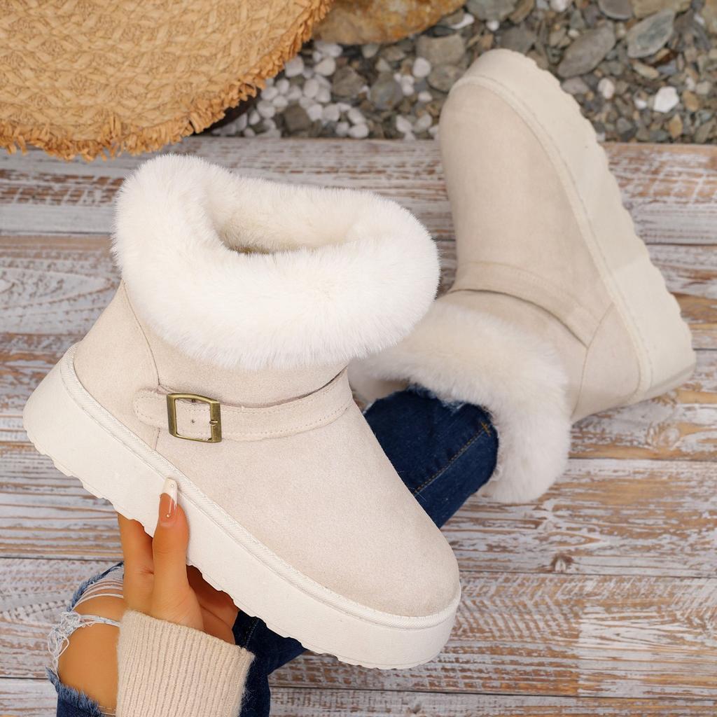 Brand New Women's Casual Solid Color Suede Snow Boots Brand Designer Winter High Quality Thick Bottom Non-slip Women Short Boots