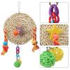 Pet   Non Toxic Straw Plaited Wood Block Chewing Biting Hanging Swing Toy Bird Cage Accessories(S )