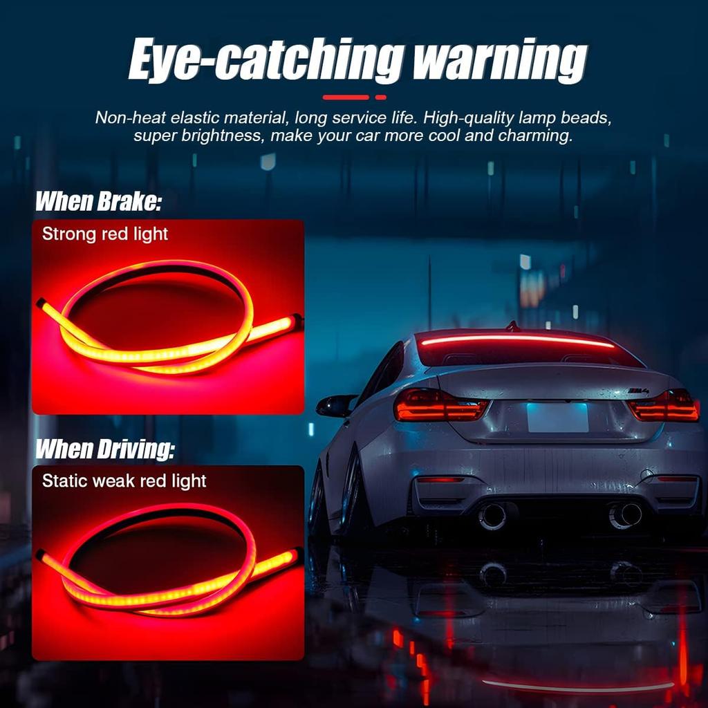 Car LED Brake LED Strip Light, 35Inch 144LED DC12V High Mount Stop Brake Light Bar, Rear Window Warning Signal Light For Vehicles Trucks Cars