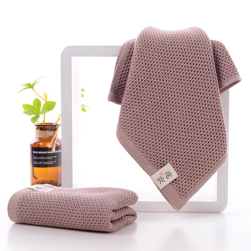 Japanese Honeycomb Jacquard Cotton Plaid Face Towel - Adult, Gift, Household Use 34x74 cm светло-коричневого
