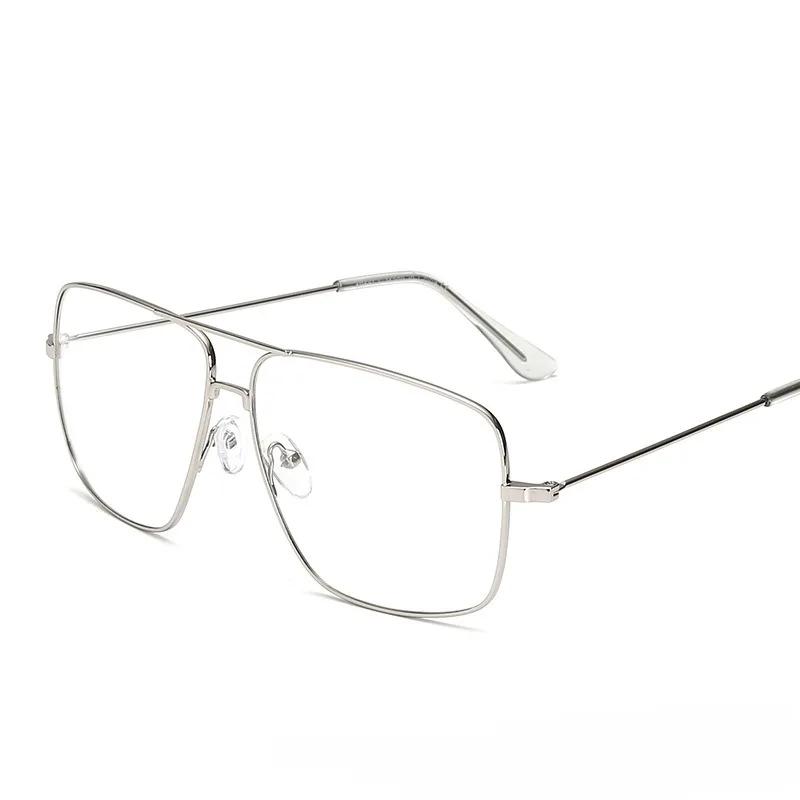 Fashion Square Frame Vintage Eyeglasses Women Oversized Metal Glasses Frame Anti Blue Light Glasses Gold Optical Spectacle