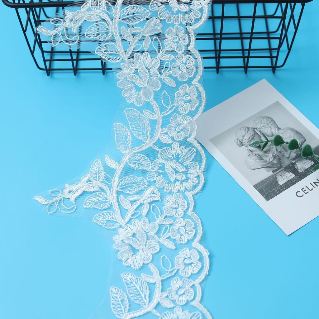 Car Bone Embroidery Beige Wedding Dress Lace, Veil Headband Children'S Clothing Skirt, Performance Clothes, Accessories Lace 15Cm