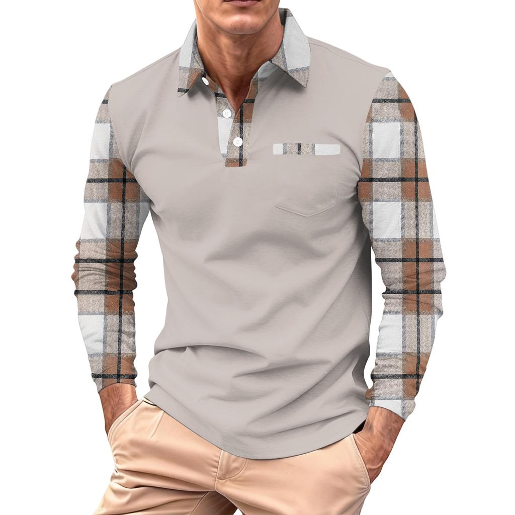 Men's Long,sleeved Collared Button,down Pocket Casual Top