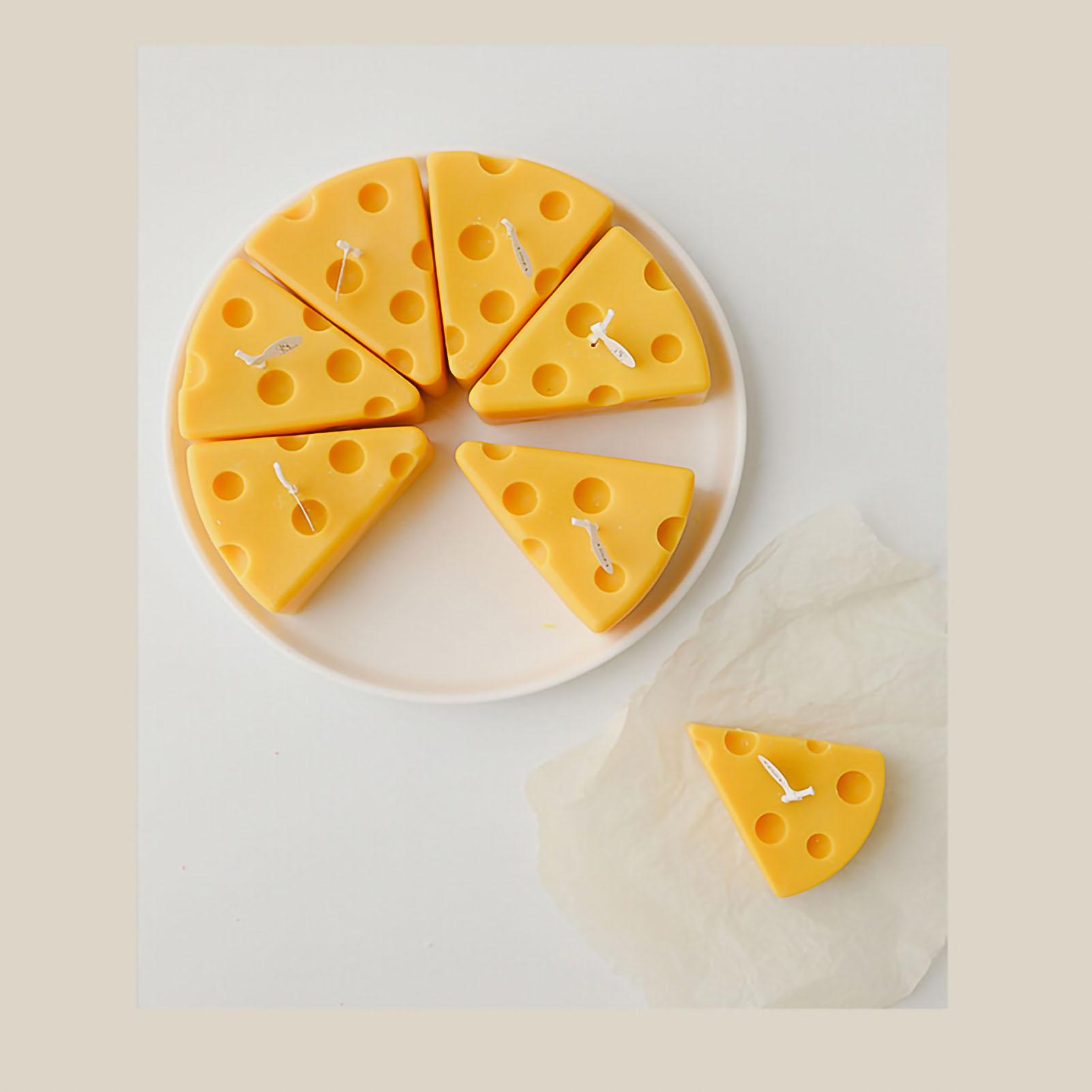 5PCS Cheese Shaped Scented Candle Paraffin Food Candles Decorative Candle for Birthday Wedding Holiday Party Gift Cheese Scented