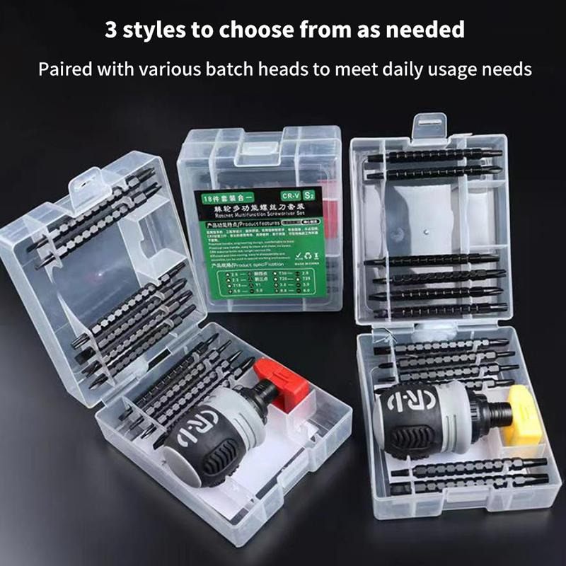 1Set 26 In 1 Ratchet Screwdriver Set Magnetic Dual-Purpose Batch Head Telescopic Labor-Saving Screwdriver Hand Tool