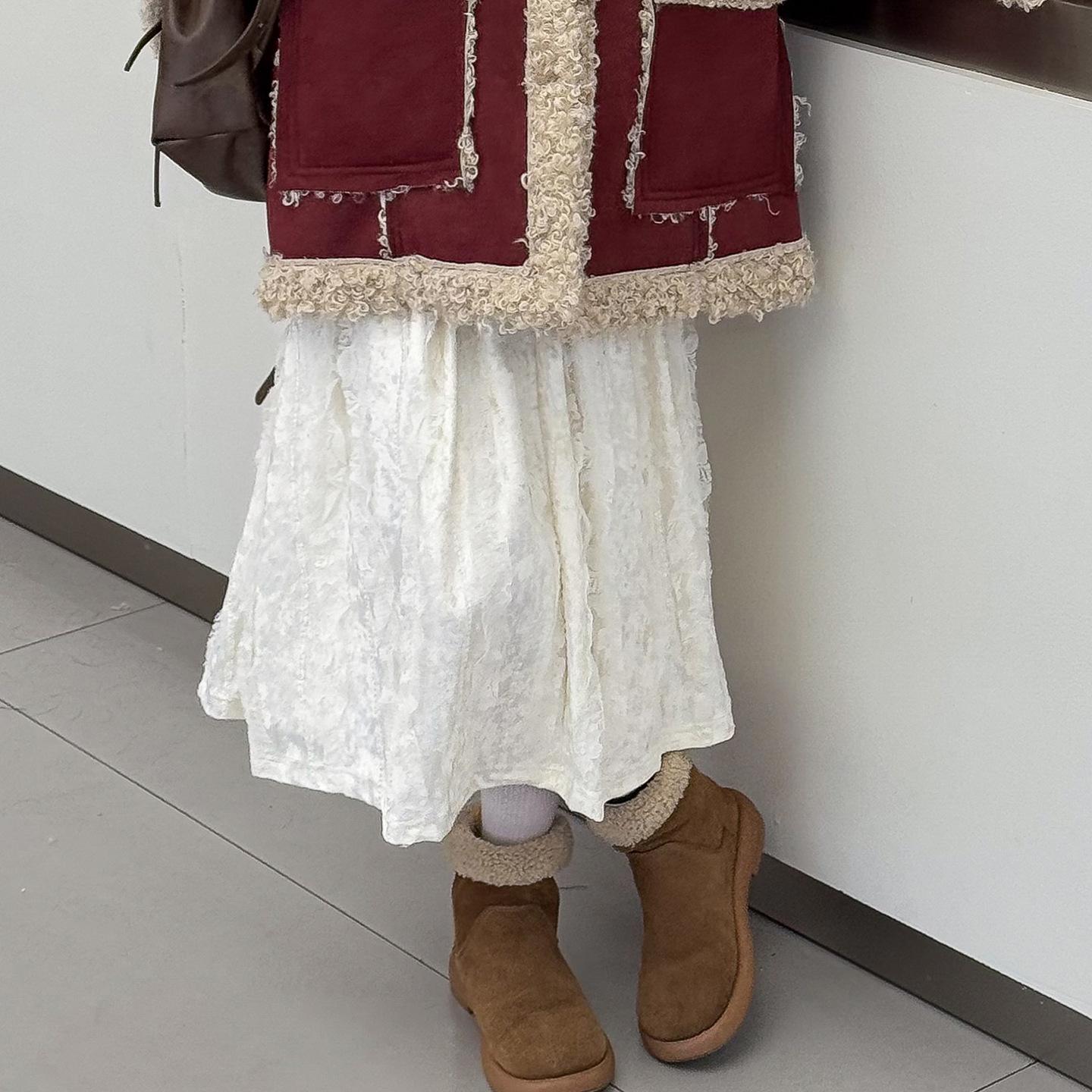 

Модное пальто для девочек Зима 2025 с меховой подкладкой - Теплое, плотное и стильное для девочек-подростков 130 cm