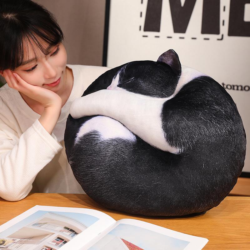 Cat Throw Pillow Plush Toy Kitten Doll Children Soothing Cloth Doll Futon Tatami Seat Cushion
