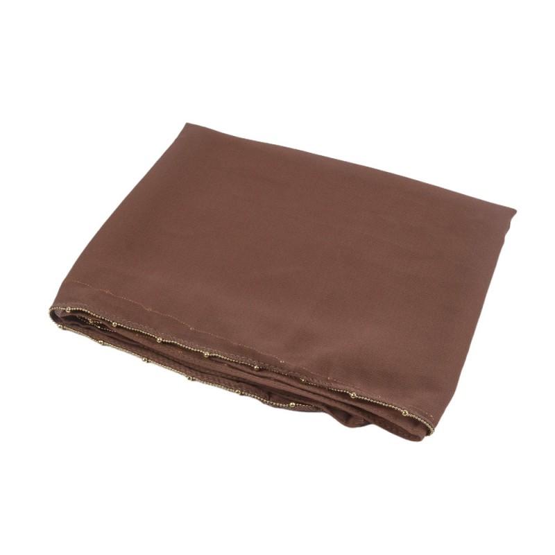 Lightweight Chiffon Scarf With Gold Chain Trim Womens Head Wrap One-Sided Solid Color