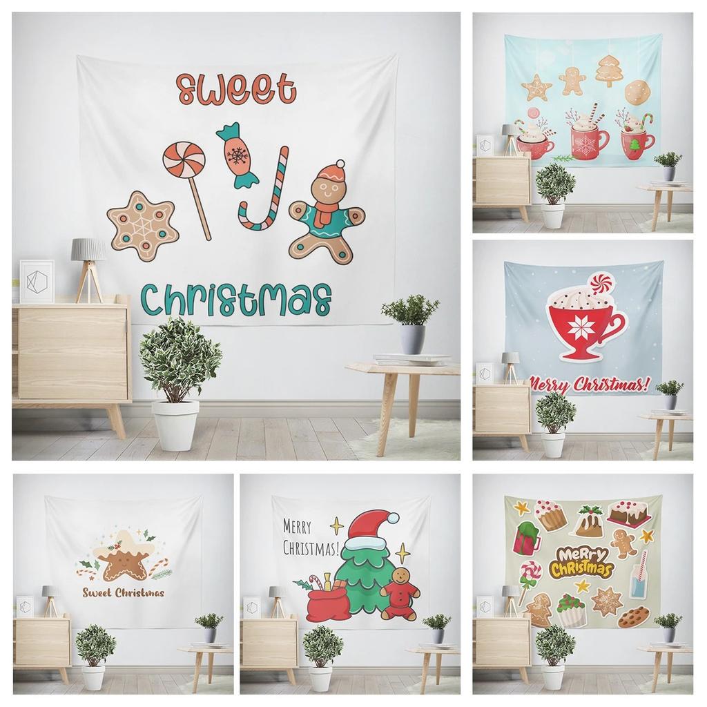 Christmas New Year Candy Coffee Pattern Living Room Bedroom Decorative Tapestry