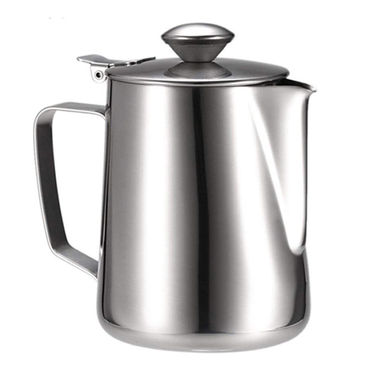 

Кувшин для вспенивания молока из нержавеющей стали с крышками, чайник для приготовления эспрессо, кофе, латте, капучино, молочные сливки, кувшин