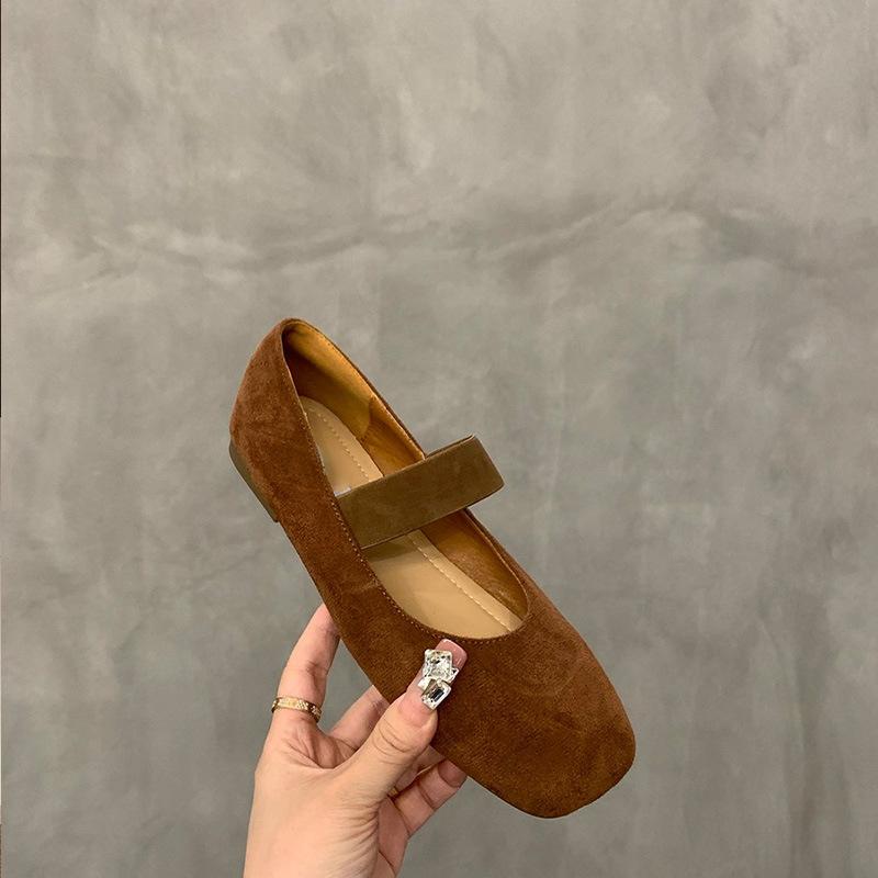 

Flat single shoes women s 2024 new summer gentle evening shoes Mary Jane shoes Doudou shoes ballet shoes grandma shoes 40 темно-коричневого кольору