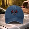 Vintage Washed Baseball Cap with Red Black Dragon Totem  Adjustable for Weddings Parties Festivals Cycling Camping