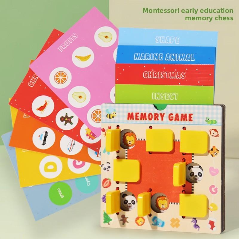 Wooden Memory Kids Flip Card Game Puzzle Challenge Toy For Development Brain