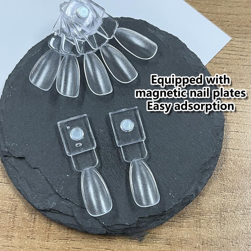 24Pcs Magnetic False Nail Tip Display Clear Natural Color Card Polish Gel Stand Board Nail Palette Manicure Nail Glue Practice