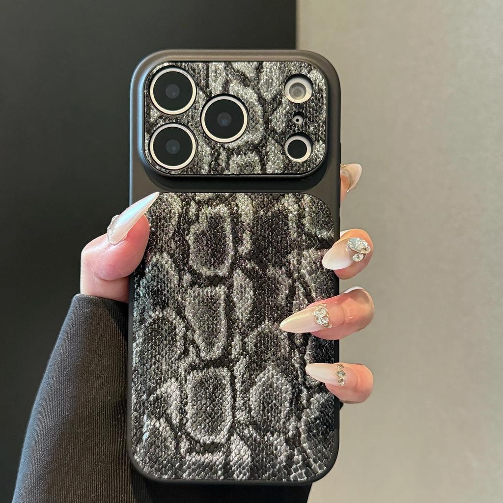 Luxury Crocodile Pattern Pu Leather Silicone Phone Case for IPhone 17 Air 16 15 14 13 Pro Max Large Lens Protective Pink Cover