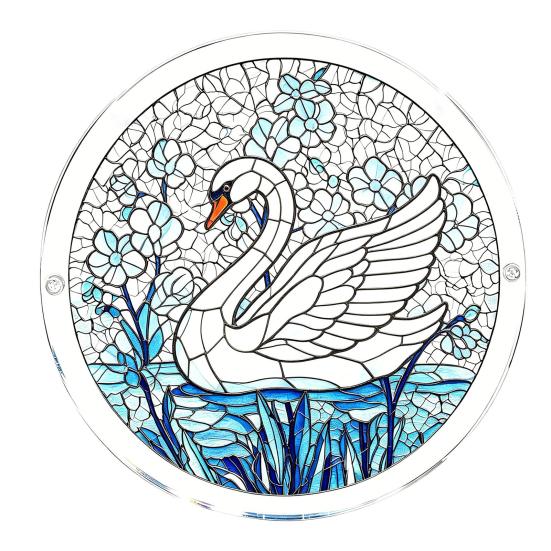 Stained Glass Suncatcher, Acrylic Puzzle Hanging Decoration, 7.48 Inch Round DIY Kit for Adults, Relaxing Craft Gift for Women Moms Puzzle Lovers