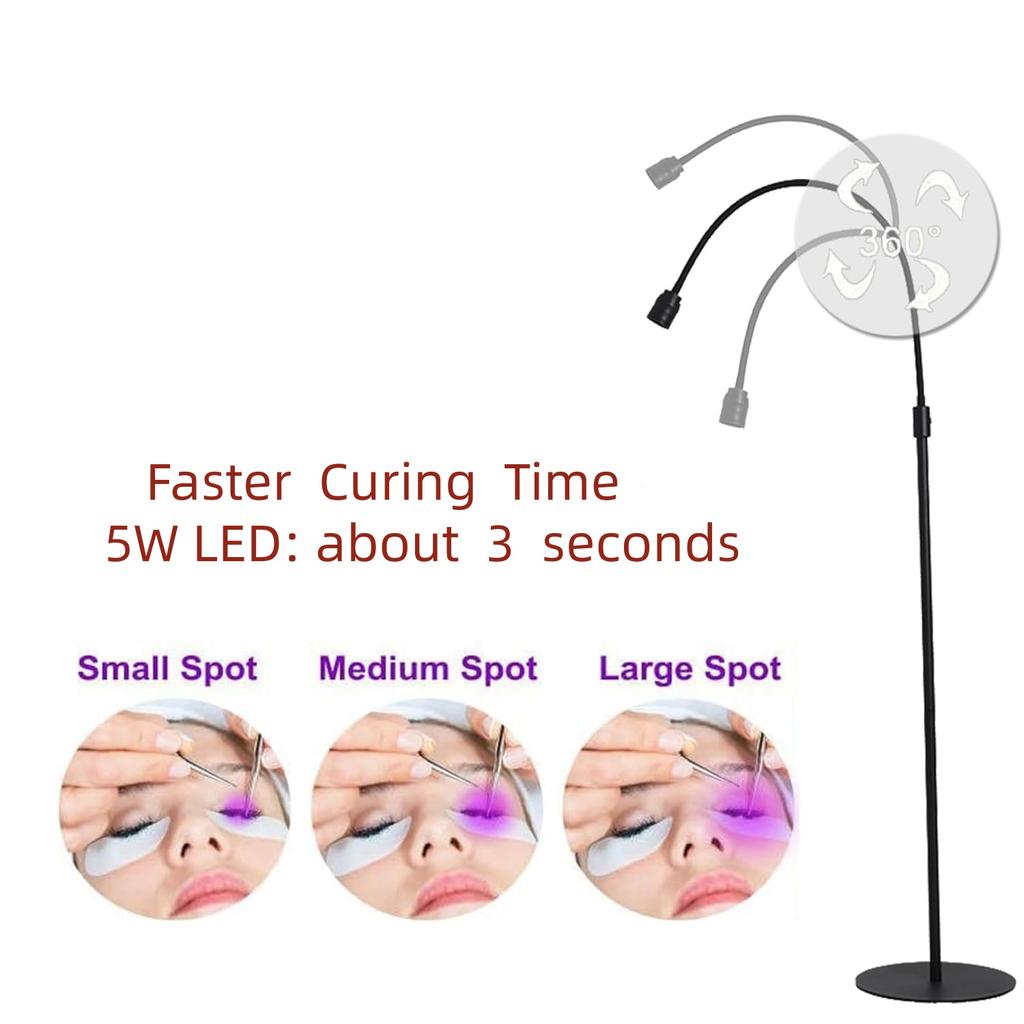 5W UV Lash Light with Foot Pedal, Lash Lamp for Eyelash Extension Grafting Nail gel curing Adjustable Angle and Light Spot Size