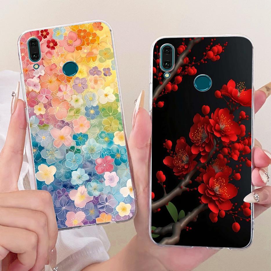 For Huawei Y9 2019 Case JKM-LX1 JKM-LX2 New Flowers Butterfly Painted Cover Soft Silicone Case For Huawei Y9s Y 9 s Y9 2019 Bags