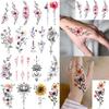 1 Vel Perzikbloesem Lotus Zonnebloem Roos Tijdelijke Tatoeages Voor Vrouwen Handen Arm, Nep Tatoeage Sticker Realistische Tatoeages Blijven Lang
