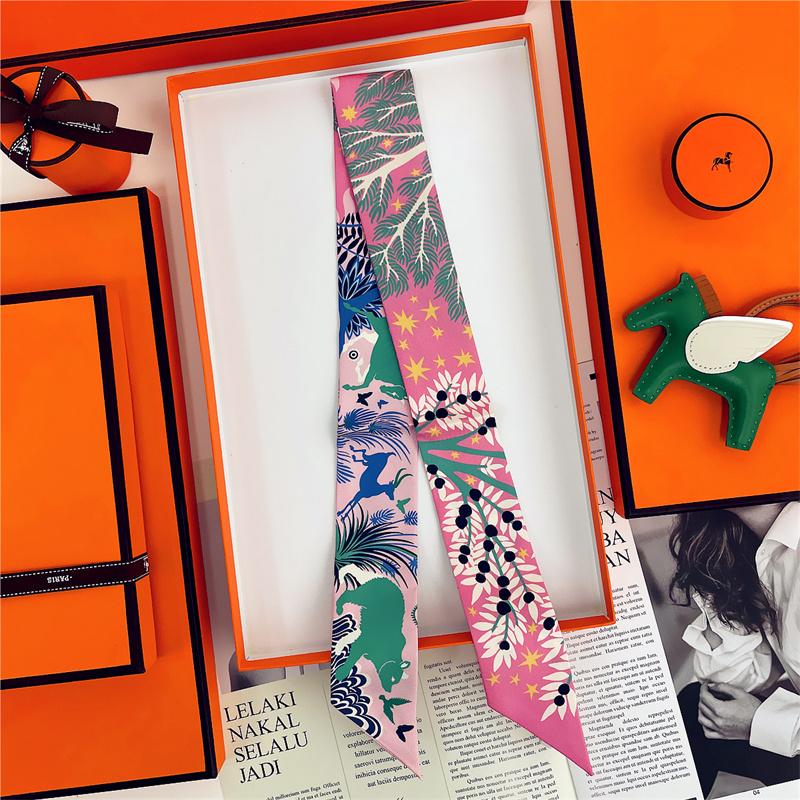 2025 Brand Design Horse Animal Women Mulberry Silk Scarf Luxury Scarves Headband Foulard Skinny Bag Wrap Scarves Neckerchief