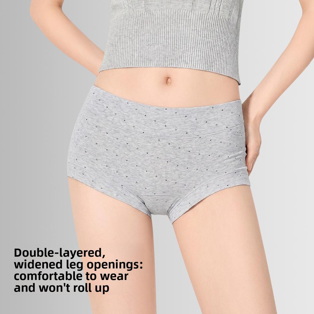 Plus-size Women's Spring and Summer Floral Cotton Extended Crotch High Waist Breathable Flat Angle Briefs