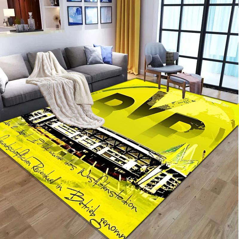 Borussia Dortmund Pattern Rug, Indoor/Outdoor Mat, for Picnic, Gameroom, Bedroom, Office, Living Room, Home Decor Carpet, Birthday Gift