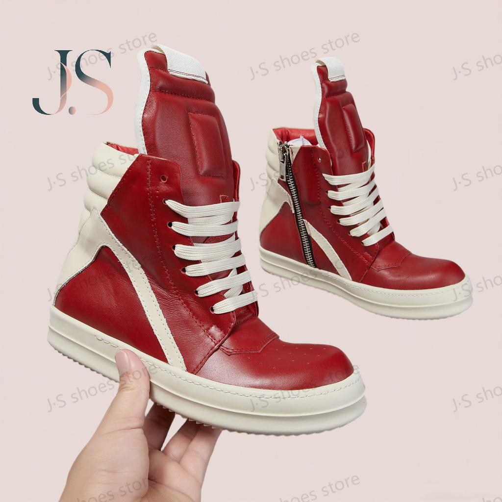 R-o Classic Boot Red Leather High Top Shoe Luxury Genious Men Sneaker Zipper Women Casual Shoes Lace Up Geobasket Ankle Boots